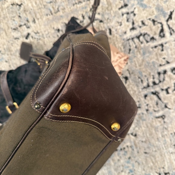 Prada Dark Brown Canvas and Leather Tote - Picture 6 of 7